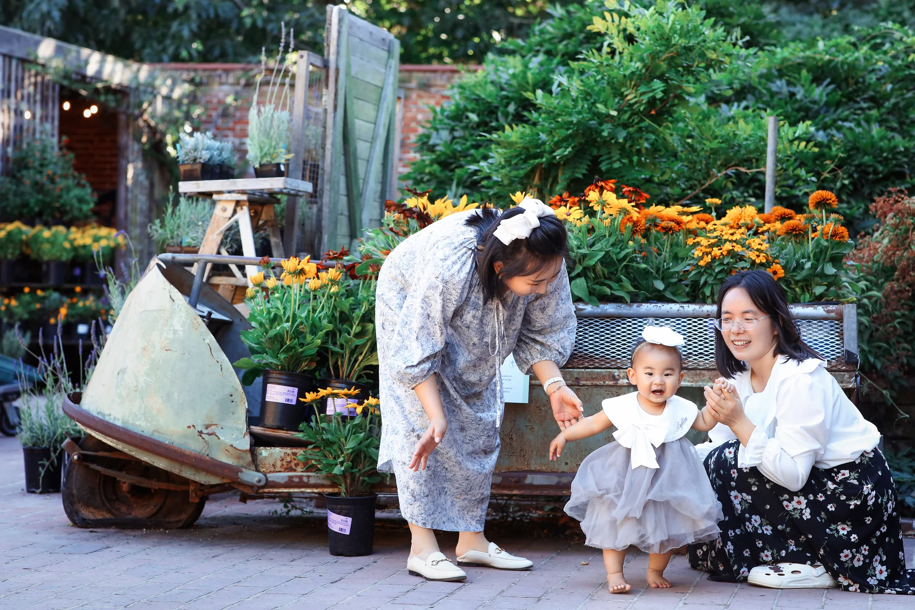 A family member spending time with a young child